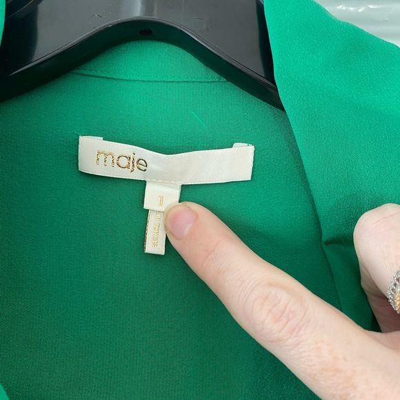 Maje silk blouse, green, small - Picture 4 of 6